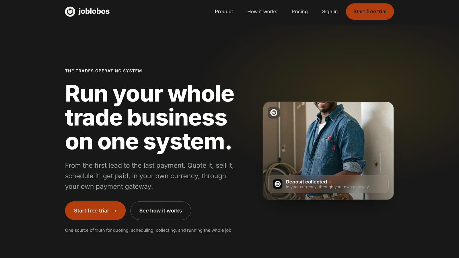 Joblobos: One system from the first lead to the last payment, so a trade crew gets paid in its own currency.
